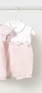 Mayoral  pijama fete de vara 0-18 luni Alb-Roz baby cu floricele
