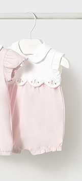 Mayoral  pijama fete de vara 0-18 luni Alb-Roz baby cu floricele