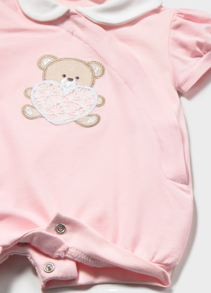 Mayoral pijama fete de vara cu guleras 0-18 luni Rosa cu ursulet Imagine secundară a produsului