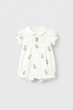 Mayoral pijama fete de vara cu guleras 0-18 luni Off-white cu ursulet