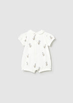 Mayoral pijama fete de vara cu guleras 0-18 luni Off-white cu ursulet