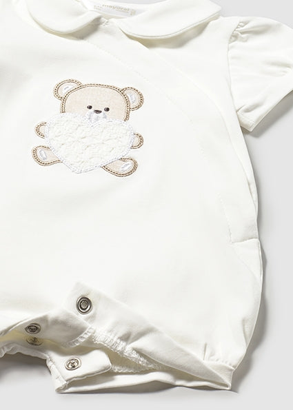 Mayoral pijama fete de vara cu guleras 0-18 luni Off-white cu ursulet Imagine secundară a produsului