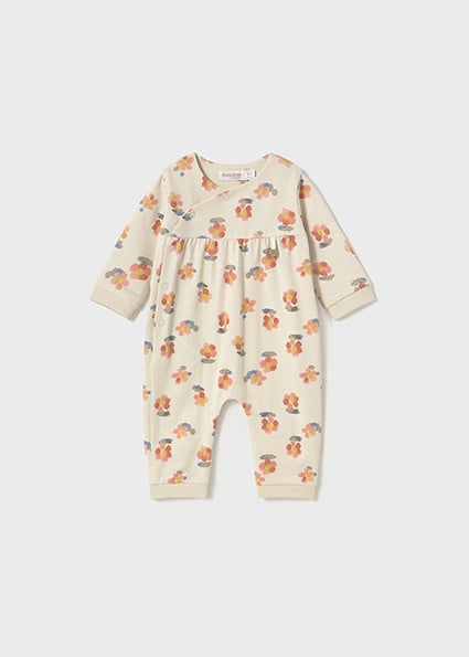Mayoral pijama fete lunga 0-18 luni Peach cu floricele