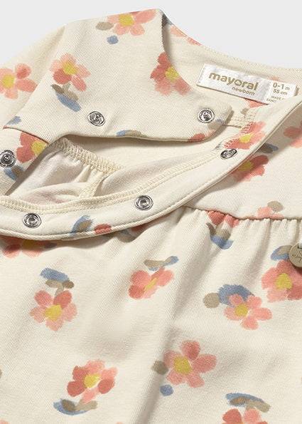 Mayoral pijama fete lunga 0-18 luni Peach cu floricele