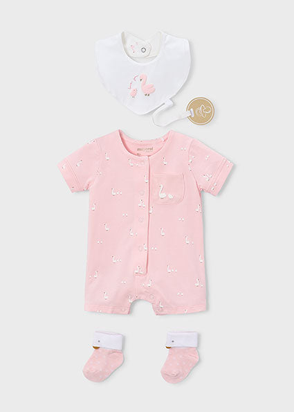 Mayoral pijama vara fete cu acesorii 0-18 luni Roz baby cu gasca