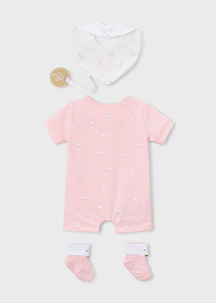 Mayoral pijama vara fete cu acesorii 0-18 luni Roz baby cu gasca