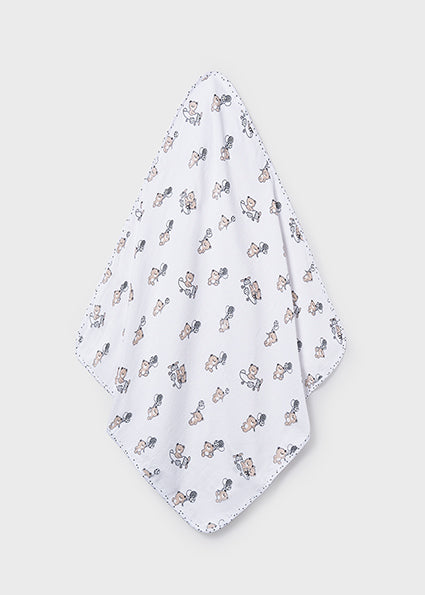 Mayoral prosop bebelusi cu gluga si animalute 0m+ Off-white