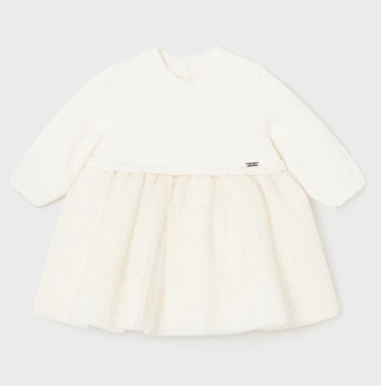 Mayoral rochita fete combinatie tricot si tul 0-18 luni Off-white