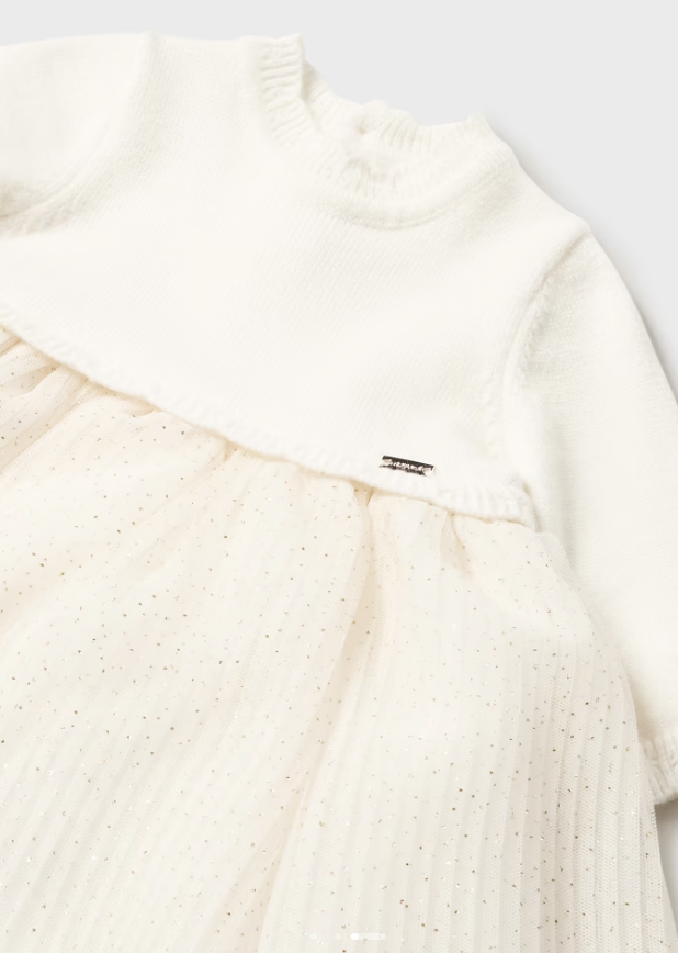 Mayoral rochita fete combinatie tricot si tul 0-18 luni Off-white
