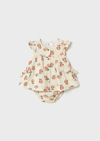 Mayoral rochita fete cu body inclus 0-18 luni Natur cu floricele