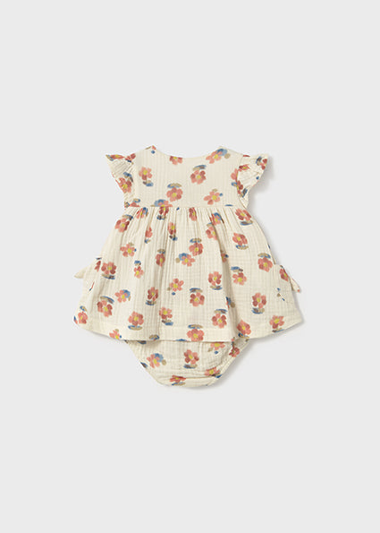 Mayoral rochita fete cu body inclus 0-18 luni Natur cu floricele