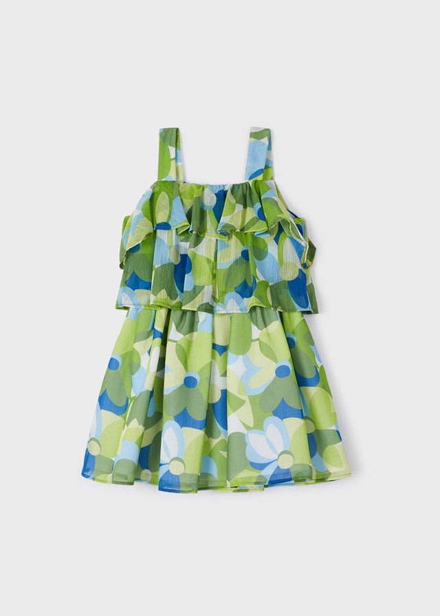 Mayoral rochita fete cu bretele, imprimata din sifon 4-9 ani, Lime