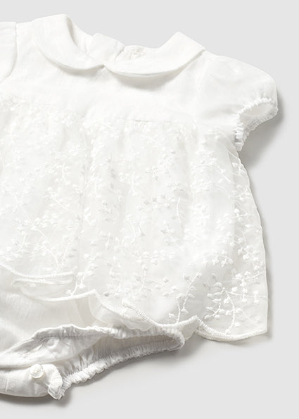 Mayoral rochita fete cu tul si body inclus 0-18 luni Off-white