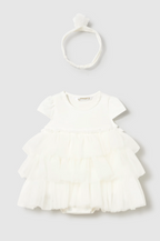 Mayoral rochita fete cu volanase si bentita  0-18 luni Off-white