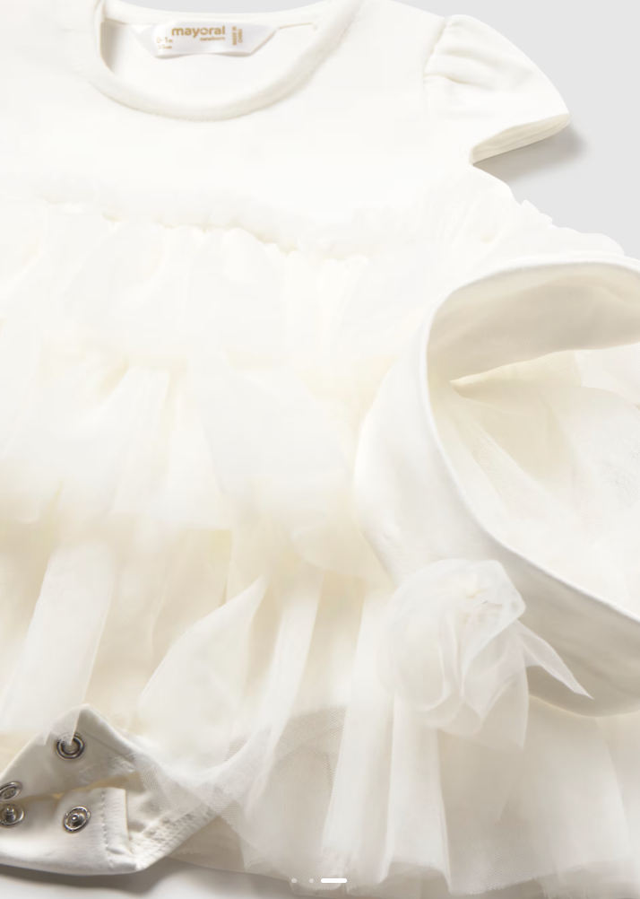 Mayoral rochita fete cu volanase si bentita  0-18 luni Off-white Imagine secundară a produsului