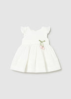 Mayoral rochita fete de vara 12-48 luni Off-white cu floricica aplicata