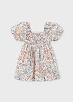 Mayoral rochita fete de vara cu flori si maneci bufante 5-10 ani Somon