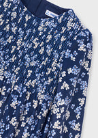 Mayoral rochita fete din catifea cu imprimeu 5-10 ani Navy blue
