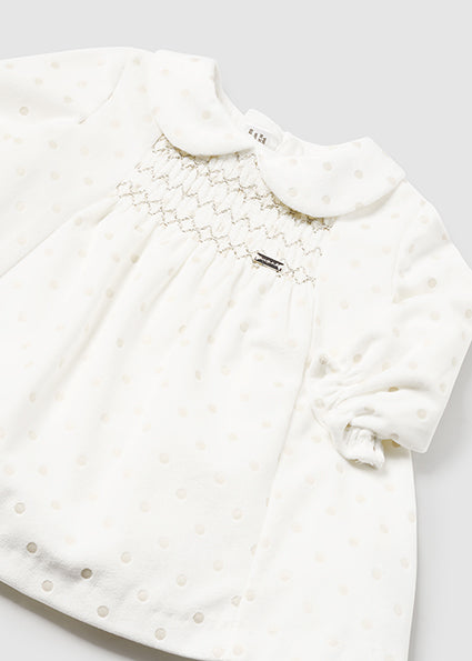 Mayoral rochita fete din catifea cu sclipici 0-18 luni Off-white Imagine secundară a produsului