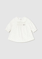 Mayoral rochita fete din catifea cu sclipici 0-18 luni Off-white