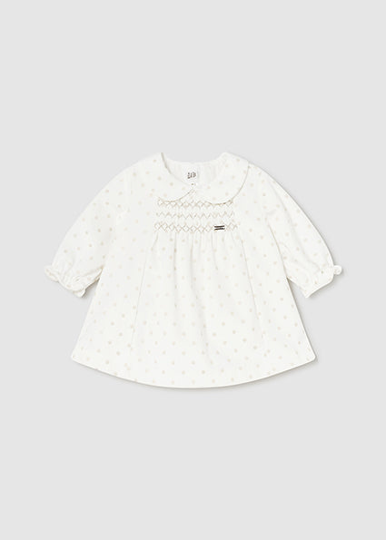 Mayoral rochita fete din catifea cu sclipici 0-18 luni Off-white