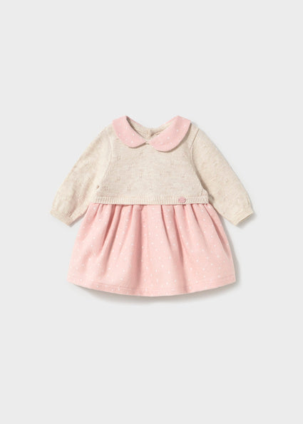 Mayoral rochita fete din tricot combinata 0-18 luni Roz baby