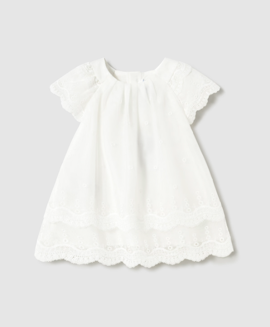 Mayoral rochita fete din tul brodata cu volane 12-48 luni Off-white