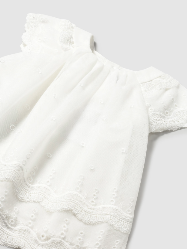 Mayoral rochita fete din tul brodata cu volane 12-48 luni Off-white