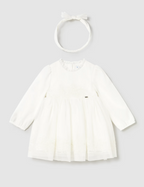 Mayoral rochita fetite de ceremonie cu tul brodat si bentita 6-48 luni Off-white