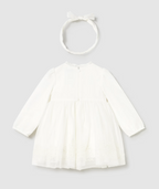 Mayoral rochita fetite de ceremonie cu tul brodat si bentita 6-48 luni Off-white