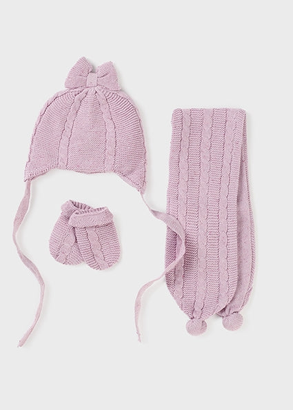 Mayoral set 3 piese tricot caciula, fular si manusi 0-18 luni, Violet