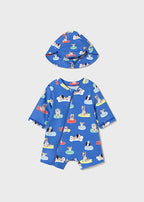 Mayoral set baie baieti cu palarie si protectie solara 0-18 luni Klein