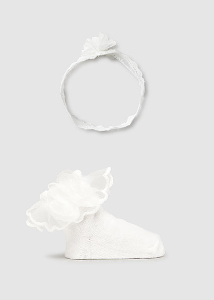 Mayoral set botosei fete cu bentita 0-3 luni Alb Imagine principală a produsului