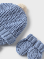 Mayoral set caciula si manusi tricot baieti 0-18 luni Azur bruma