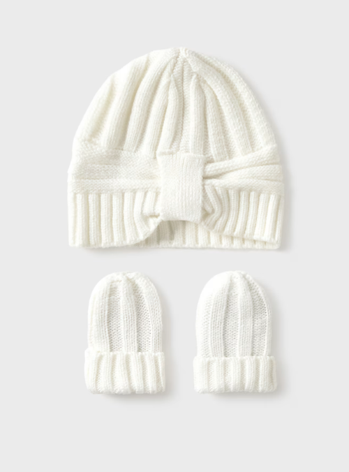 Mayoral set caciula si manusi tricot fete 0-18 luni Off-white Imagine principală a produsului