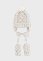Mayoral set caciula si manusi unisex 0-18 luni Milk vigore