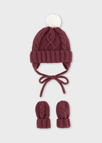 Mayoral set caciula si manusi unisex 0-18 luni Plum