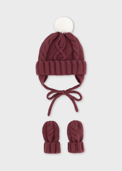 Mayoral set caciula si manusi unisex 0-18 luni Plum