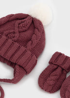 Mayoral set caciula si manusi unisex 0-18 luni Plum