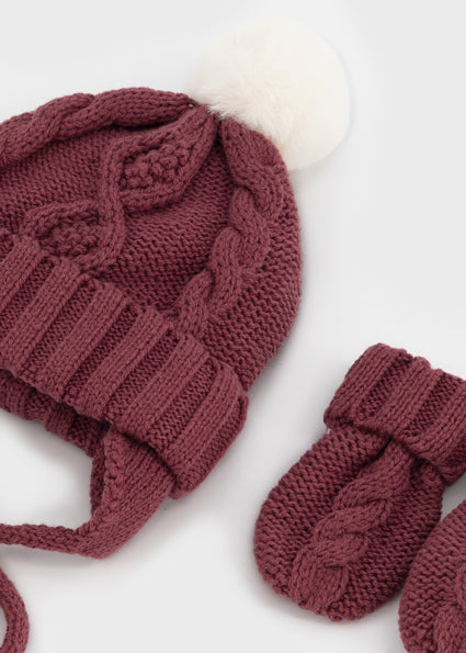 Mayoral set caciula si manusi unisex 0-18 luni Plum