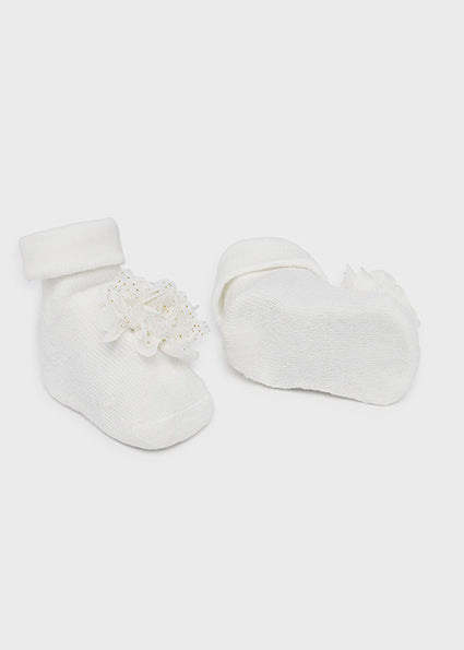 Mayoral set fete bentita si sosete cu flori  0-18 luni Off-white Imagine secundară a produsului