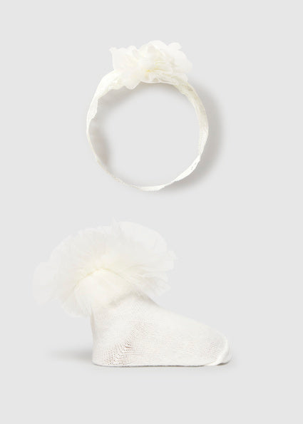 Mayoral set fete sosete cu bentita 0-18 luni Off-white