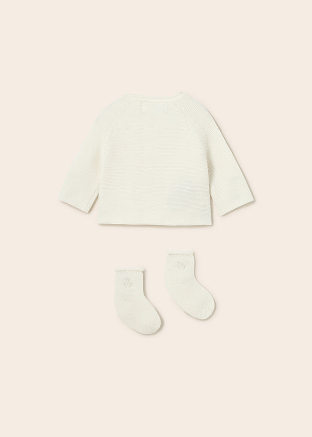 Mayoral set tricot bluza fete cu sosete 0-18 luni Off-white Imagine secundară a produsului