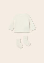 Mayoral set tricot bluza fete cu sosete 0-18 luni Off-white