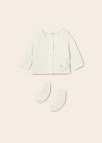 Mayoral set tricot bluza fete cu sosete 0-18 luni Off-white
