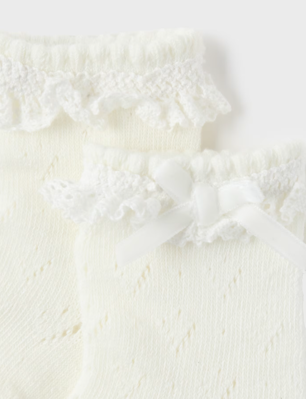Mayoral sosete fete cu dantela si fundita 0-18 luni Off-white Imagine secundară a produsului