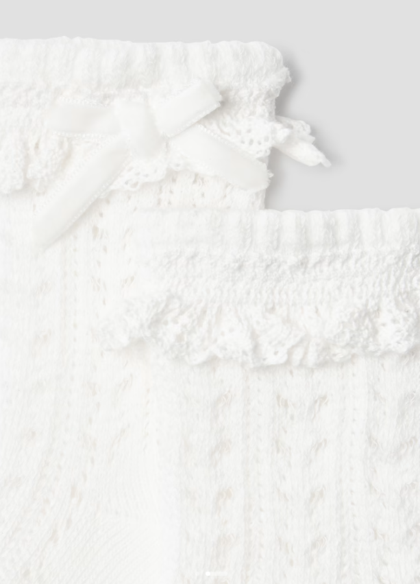 Mayoral sosete fete motiv ajurat 0-18 luni, Off-white Imagine secundară a produsului