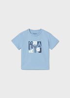Mayoral tricou baieti basic cu scris 12-48 luni Celeste