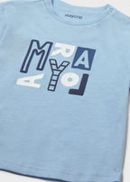 Mayoral tricou baieti basic cu scris 12-48 luni Celeste