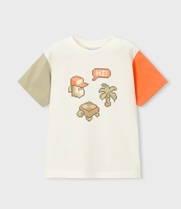Mayoral tricou baieti combinat 3-10 ani Nata-Orange